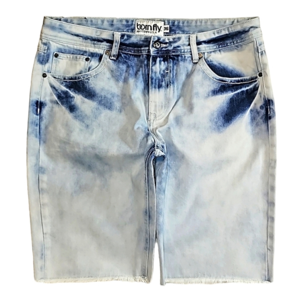 Born Fly Acid Wash Jean Shorts. Men's Size: Waist 36x14 Inseam.